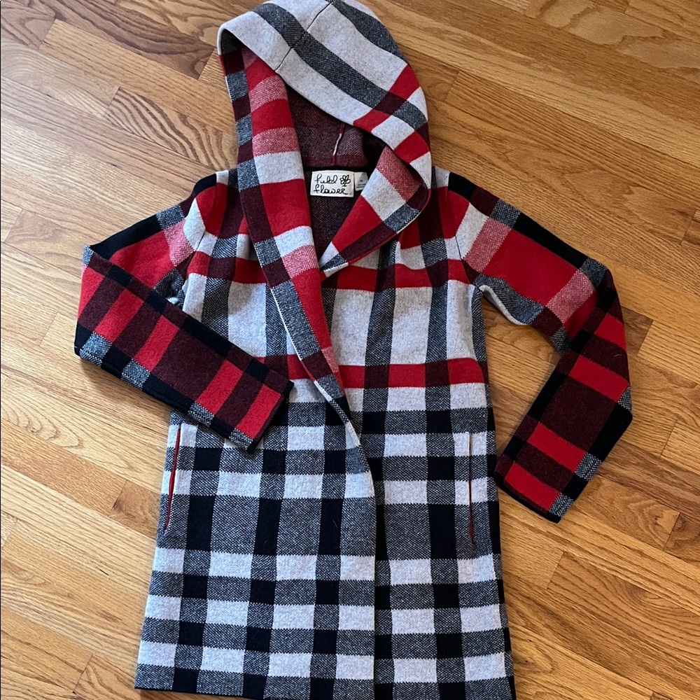 Field Flower long hooded sweater coat with pockets